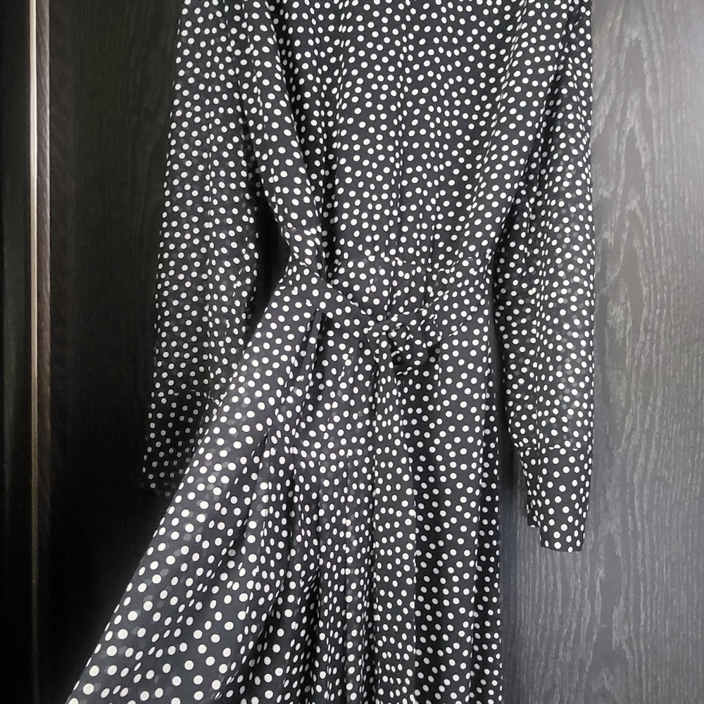 Zara Black and White Polka Dot Midi Dress - Picture 8 of 11